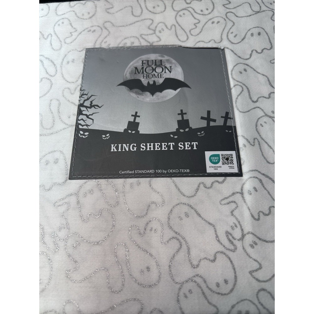 Full moon Home King 4PC Sheet Set Halloween Haunted ghosts Decor witchy cotton